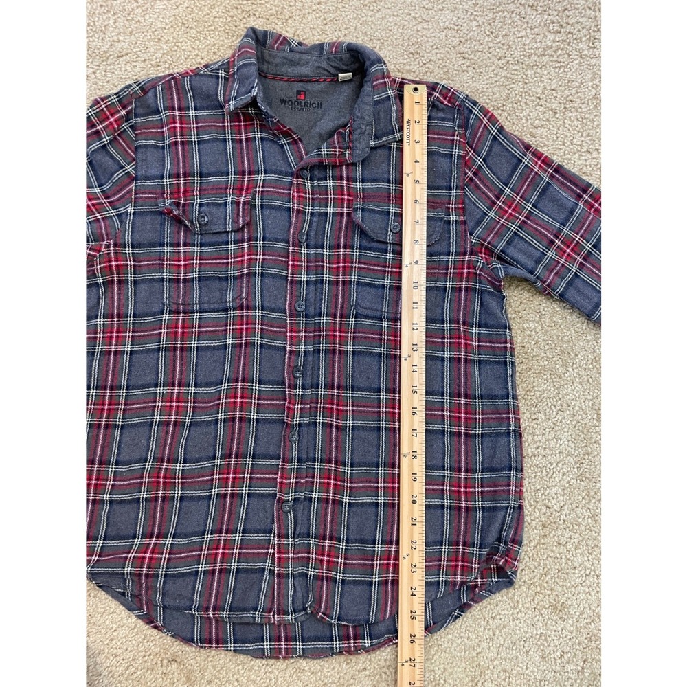 Woolrich Flannel Shirt Mens Medium‎ Gray Red Plaid Excellent Cotton Button Down - Picture 5 of 8